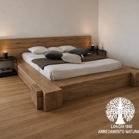 letto travi grosse legno 